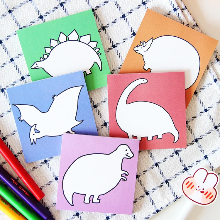 

50 Sheets Ins Concise Cute Small Dinosaur Note korean Student Creative Diary Hand Account Memo Pad No Sticky Kawaii Stationery