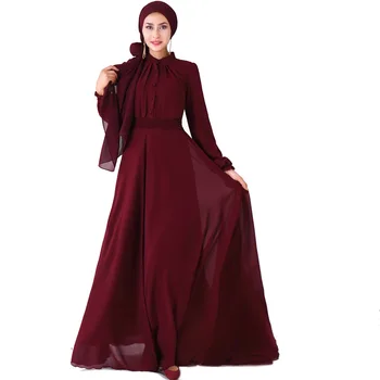 

Muslim Elastic Waist A-line Maxi Hijab Dress Women Solid Button Abaya Dress Plus Size Abaya Robes Dubai Arab Islamic Clothing