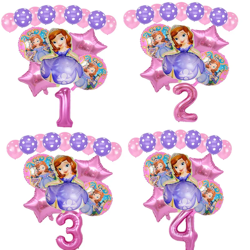 16 шт. набор воздушных шаров с цифрами из мультфильмов тематика-София надувной шар