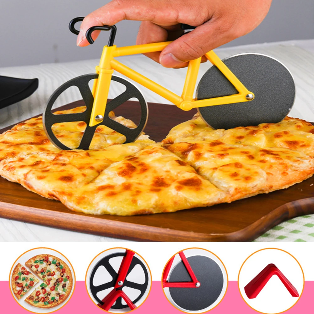 

Two-wheel Bicycle Shape Knives Knife Pizza-Tool Stainless Steel Bike Round Pizza Cutter Knives Pizza Tool Kitchen Bake Gadget