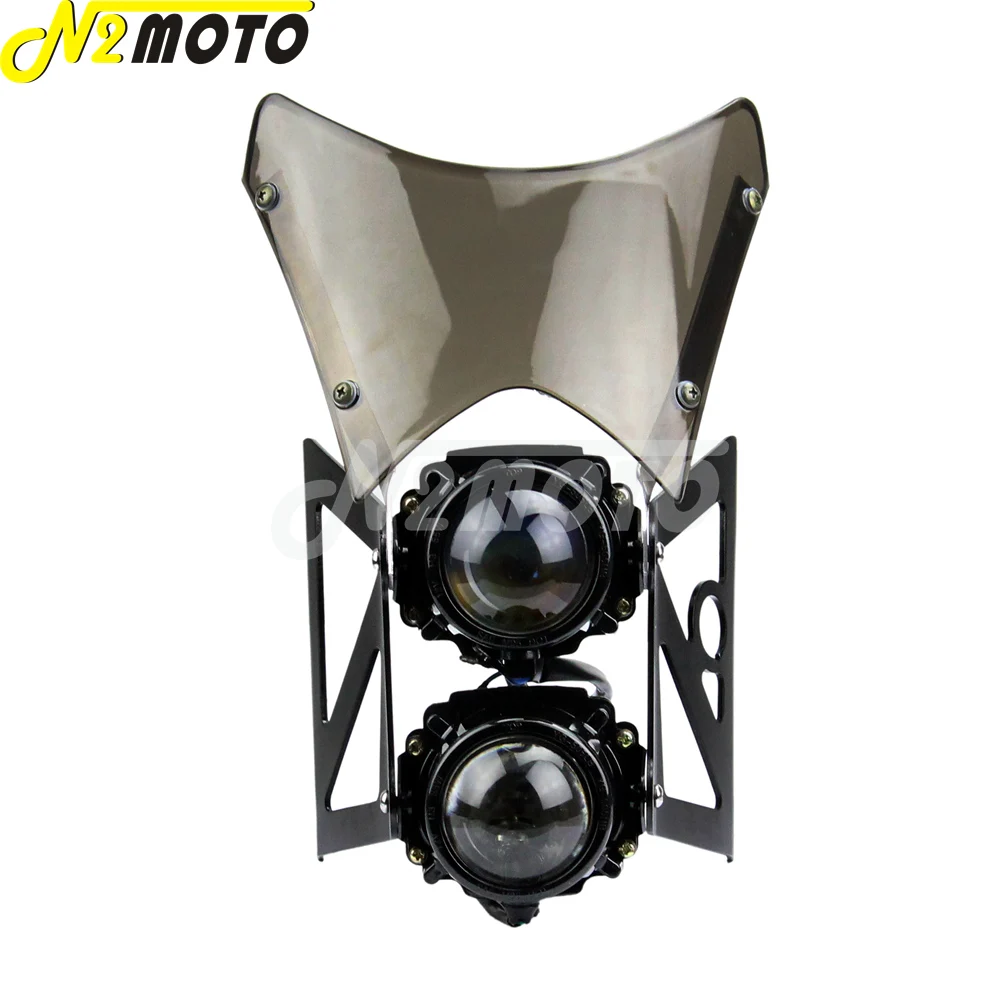 Фара для мотоцикла E4 E Mark двойная передняя фара дымовая ветровая панель Honda Yamaha