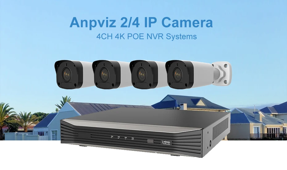 Anpviz H.265 4CH POE NVR KIT CCTV Security System 2/4PCS 5MP CCTV Bullet IP Camera P2P Video Surveillance Set
