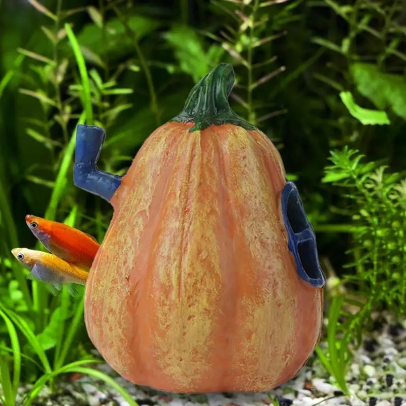 Лидер продаж, безопасное украшение для аквариума из смолы в виде тыквы, укрытие для аквариума, украшение камнями для аквариума