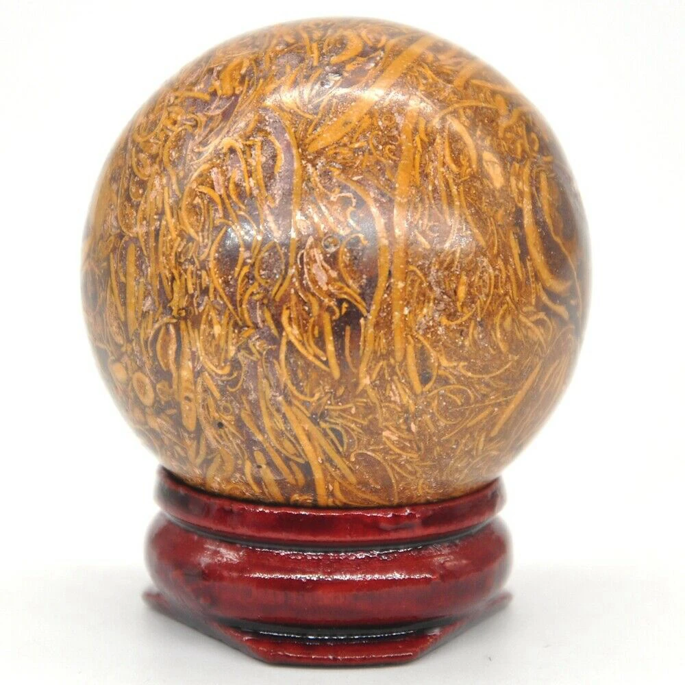 40mm Fossil Elephant Skin Jasper Quartz Crystal Shpere Healing Reiki Gemstone Massage Ball Trinket Natural Stone Decoration