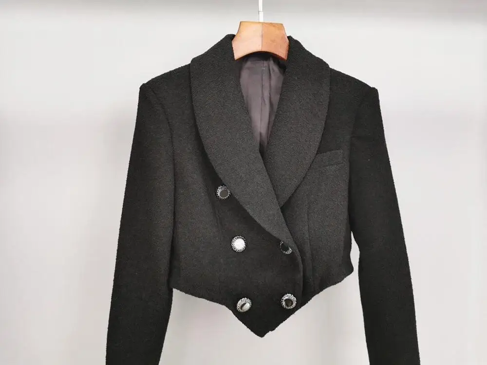 2019FW Осень женский шерстяной твидовый короткий Блейзер Пальто Женская модная куртка Верхняя одежда ddxgz2v 9,17