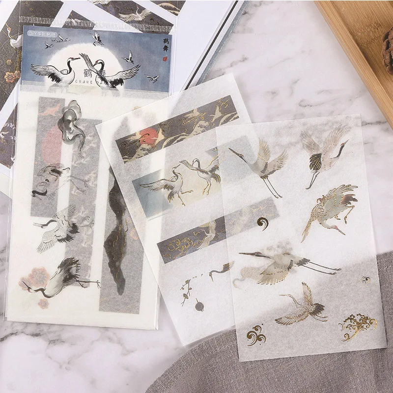

4sheets/pack Vintage Knight Whales Unicorn Decoration Paper Sticker Decoration Album Diary Scrapbooking Label Sticker