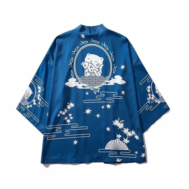Male Print Kimono Cardigan Cardigan Shirt Blouse Yukata Men Haori Obi Clothes Samurai Clothing Japanese Kimono For Men