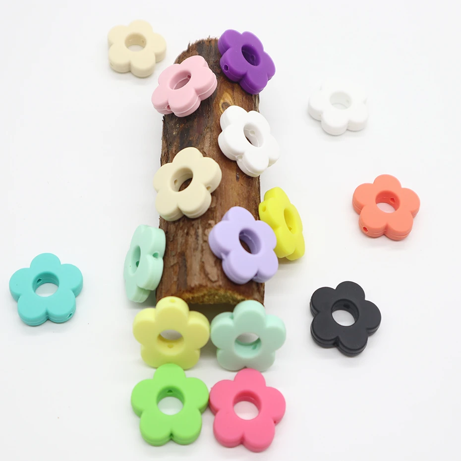 

5pc Silicone Beads Flower Cartoon Baby Teether DIY Pacifier Chain Accessories Baby Product Teething Necklace Silicone Teether