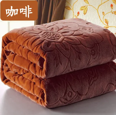 King size, 200x230 см, одноцветное, с Цветочным Тиснением, жаккардовое одеяло, толстое, теплое, высокое качество, Коралловое Флисовое одеяло на кровать, плед - Цвет: NO.10