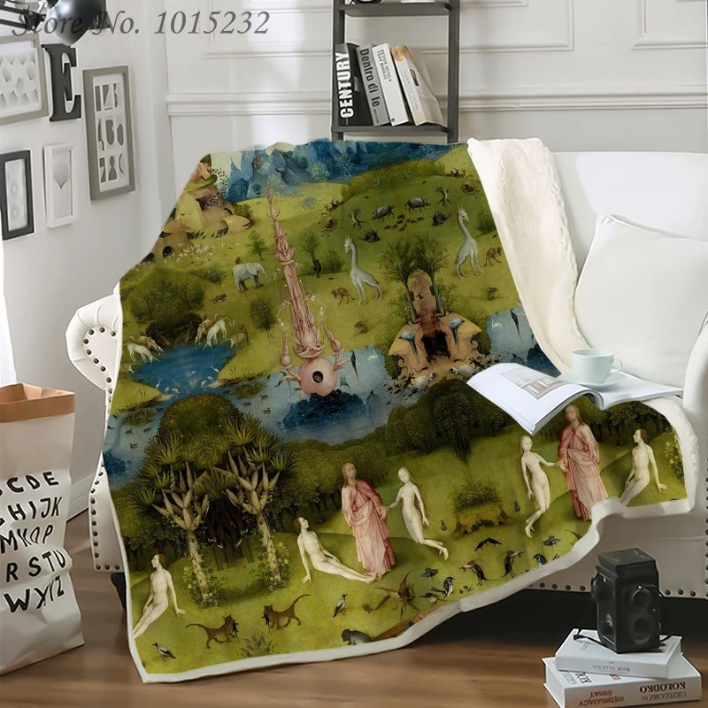 Европейское средневековое художественное одеяло с забавными персонажами 3D