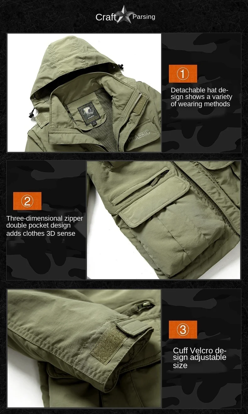 casaco do exército estilo militar, multi bolsos