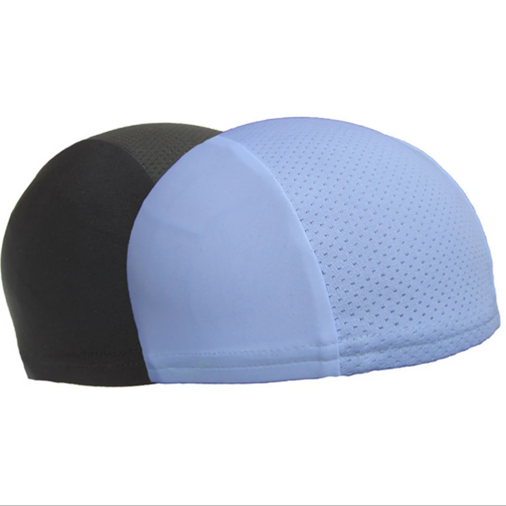 Mens Womens Quick Dry Sweat Wicking Beanie Cap Stretchy Cycling Skull Skull Cap Bandana Helmet Liner Hat Black White
