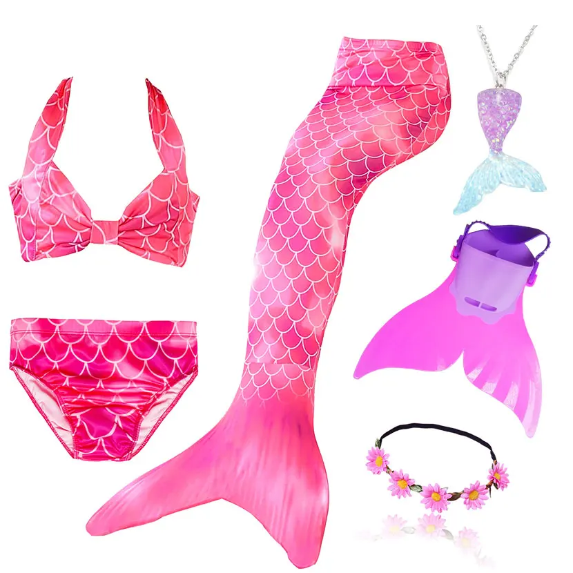 Package 2 Kids Swimming Mermaid Tail Bikini Set can add with Monofin Flipper Ariel Costumes Cosplay Swimsuit Bathing Suit for Girls - Цвет: Package 2