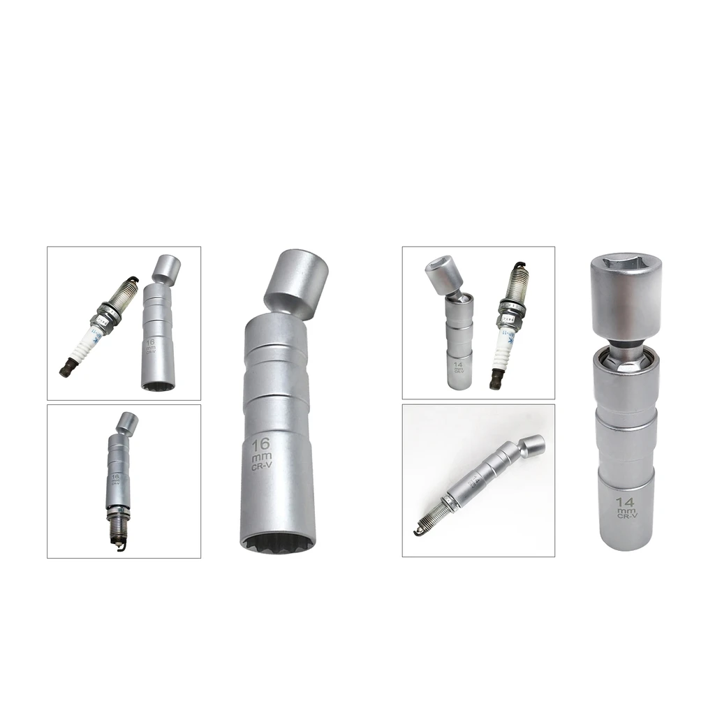 Universal 14+16mm Point Remover Wrench Magnetic Spark Plug Sleeve Socket Car Removal Tool 12 Angle Thin Wall 3/8