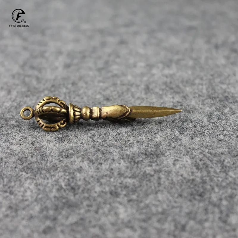 dragon head tea Knife needle brass Tibetan vajra pestle awl insert tea set Vintage Copper Key chain multiplier Desk Decoration