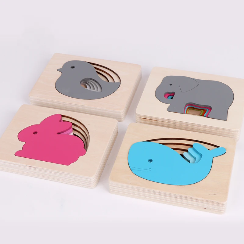 2020 New Kids Wooden For Children Animal Carton 3D Puzzle Multilayer Jigsaw Puzzles Baby Toys Child Early Educational Gifts|Пазлы| |