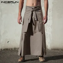 INCERUN, Ретро стиль, для мужчин, s Kilts, стиль боевых искусств, Kilt, модные, Kendo, юбки, для мужчин, твердые карманы, военные штаны, длинная юбка