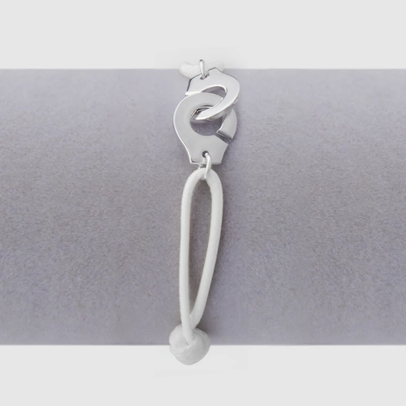 Online Francia París joyería 925 Plata de Ley esposas pulsera para mujeres con cuerda 925 Plata colgante pulsera Menottes