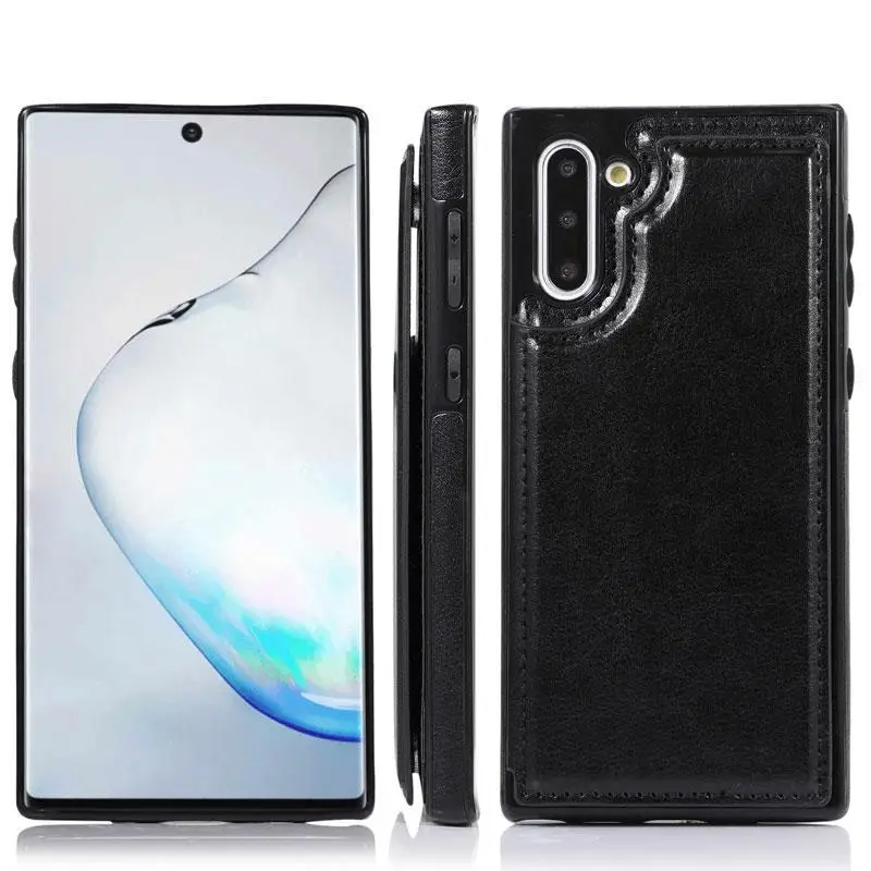 Filp Кожаный чехол для samsung Galaxy S10 S9 S8 Plus S10e Note 10 Pro 9 8 чехол для samsung Note10 подставка держатель для карт кошелек Чехол - Цвет: Черный
