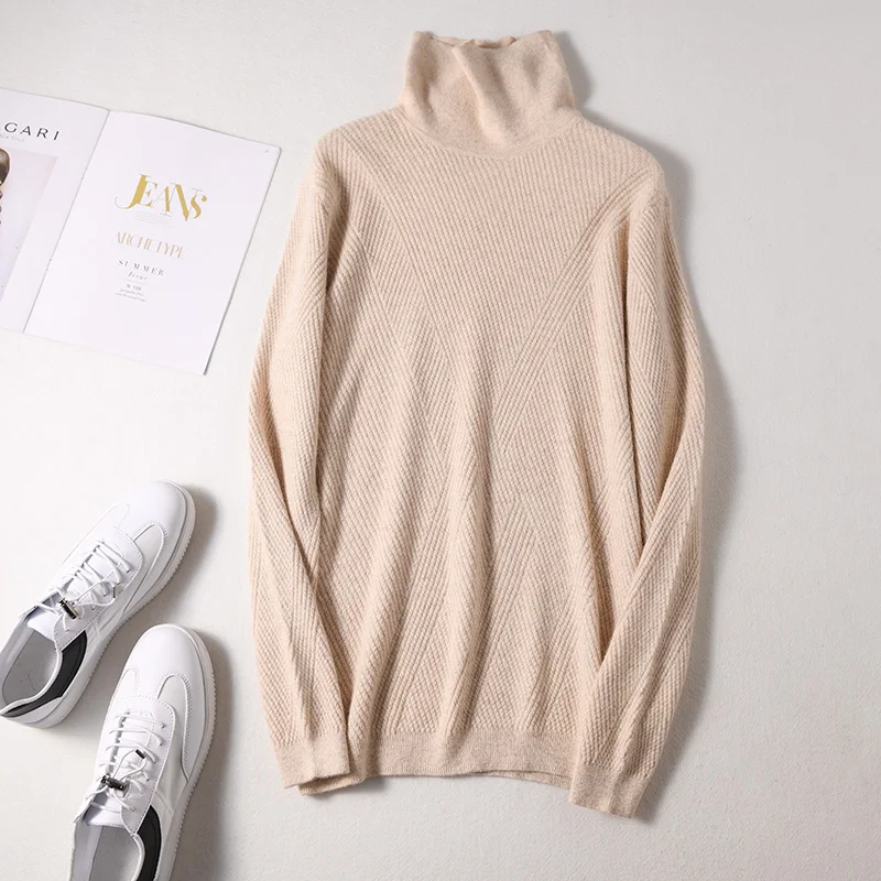 

2019 High quality Men Sweater Turtleneck 7 Colors soft Jumpers 100% Cashmere Knitting Pullovers Winter New Sweaters men clothes