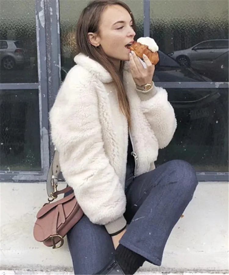 Winter Fashion Women Casual Lapel Baggy Warm Coat Ladies Zipper Pockets Thick Parka Simple Full Sleeve Outwear New Robe Femme