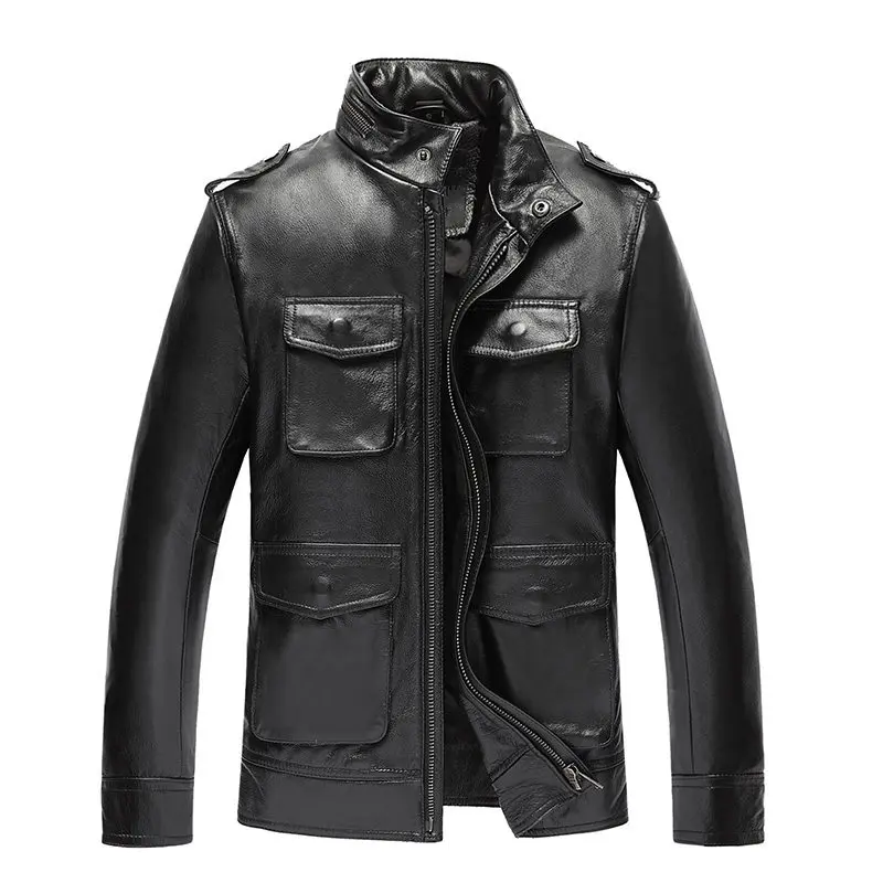 

Genuine Jackets for Men Top Quality Cow Leather Jacket Spring Autumn Plus Size 5XL Jaqueta Couro 12-818 MF601