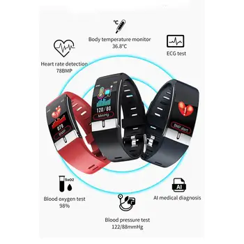 

Smart Watch Band Temperature Measure ECG Heart Rate Blood Pressure Body Fat Monitor