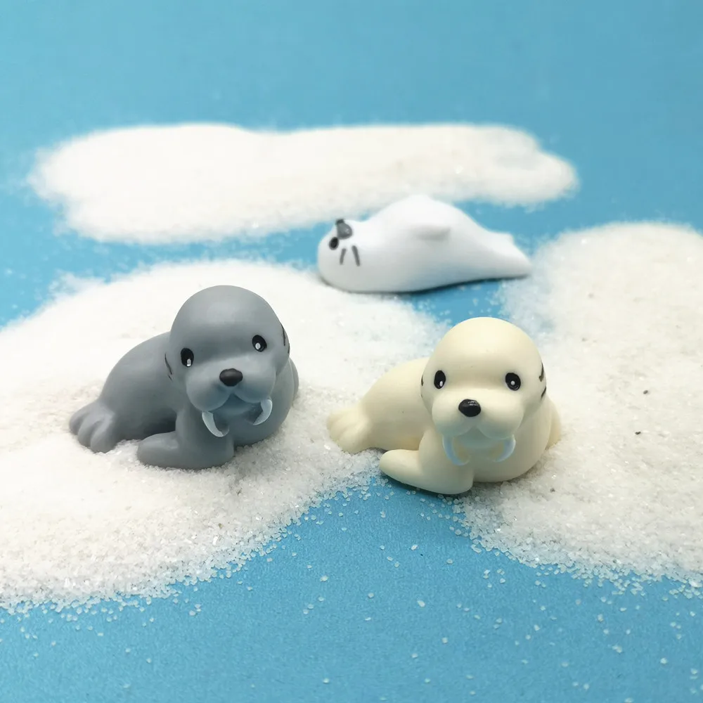 Sea Lion Seal Penguin Polar Bear Sea Animal Model Ornament Figurine Garden Fairy Decor Glass DIY Home Decoration Miniature Craft
