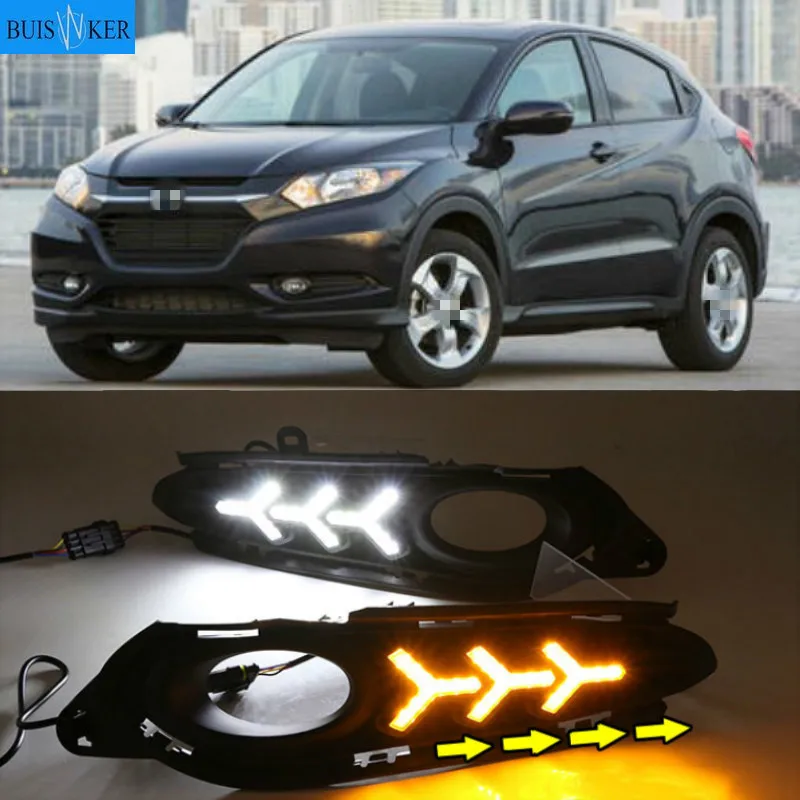 

2 шт. для Honda HR-V HRV Vezel 2014 2015 2016 2017 2018 DRL Противотуманные фары Дневные ходовые огни с желтым сигналом поворота