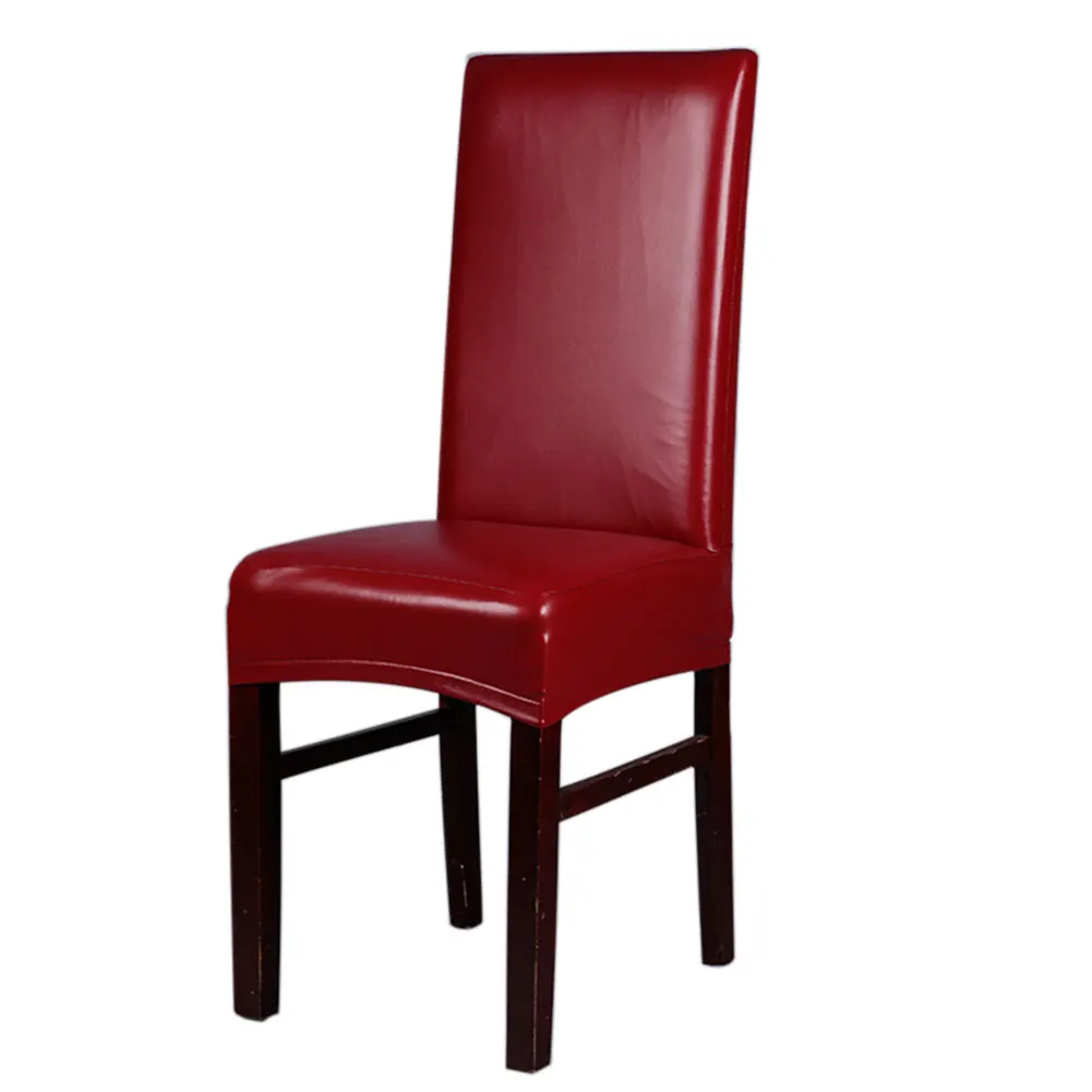 Wine Red Защитное растягивающееся сиденье для столовой, украшение для дома из искусственной кожи, водонепроницаемый, маслостойкий, эластичный, для свадьбы, для ресторана, чехол на стул - Цвет: Wine Red