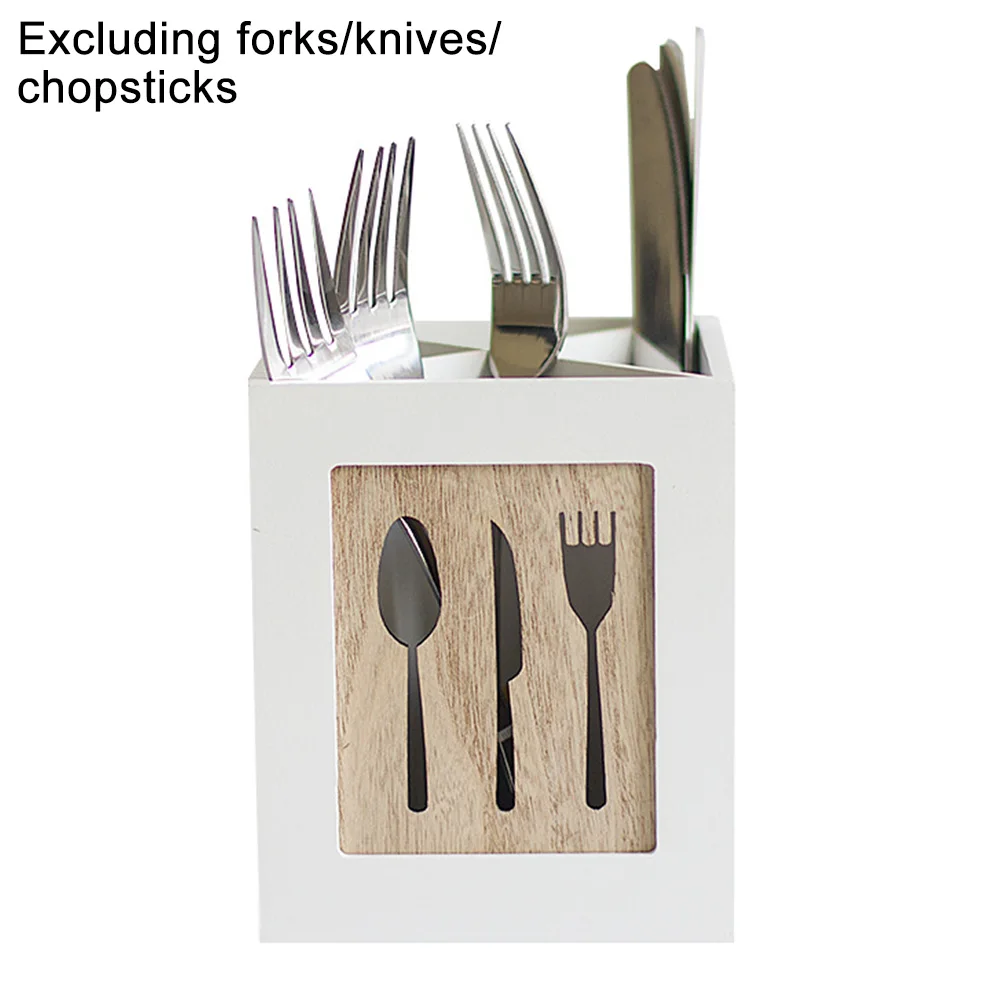 

New Handmade Organizer Spoon Tableware Holder Fork Chopstick Kitchen Storage Tabletop Drain Modern Wooden Box Cutlery Separated