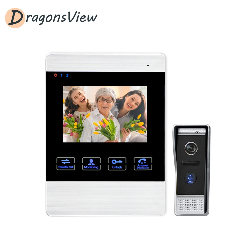 Видеодомофон Dragonsview проводной телефон для домашней двери 4 3 дюйма монитор с 1200