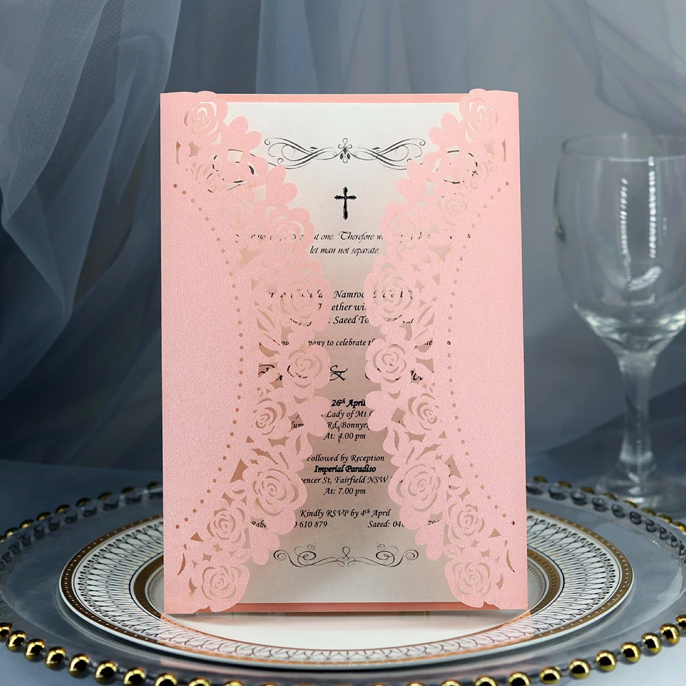  10Pcs Laser Cut Wedding Invitations Cards + Envelope & Inner sheet Wedding Friends Invite Gift Card - 4.00054E+12