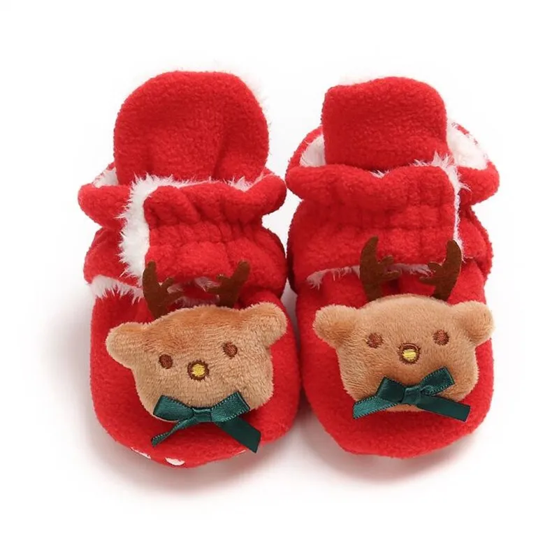 Рождественская обувь для малышей; зимняя теплая обувь для малышей; нескользящая обувь с рисунком; мягкая бархатная От 0 до 1 года; Рождественская обувь - Цвет: elk
