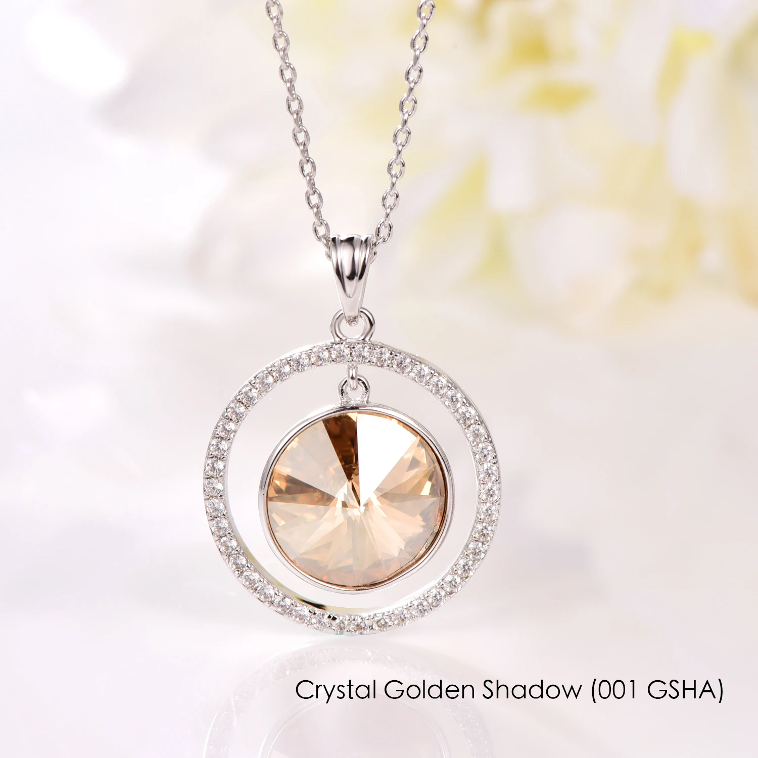 Настоящие кристаллы от Swarovski Rivoli камень ожерелье для женщин Мода Круглый серебряного цвета кулон ожерелье s Свадебная вечеринка ювелирные изделия - Окраска металла: Crystal GSHA