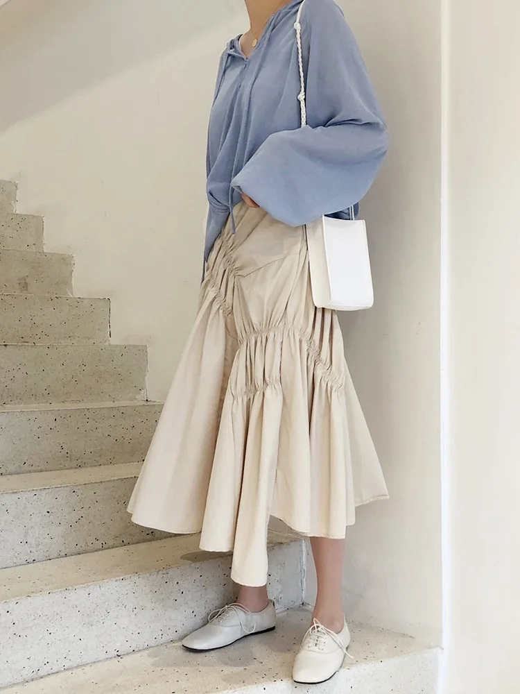

Immortal Irregular Pleated Skirt A- line Versatile Medium-length Dress