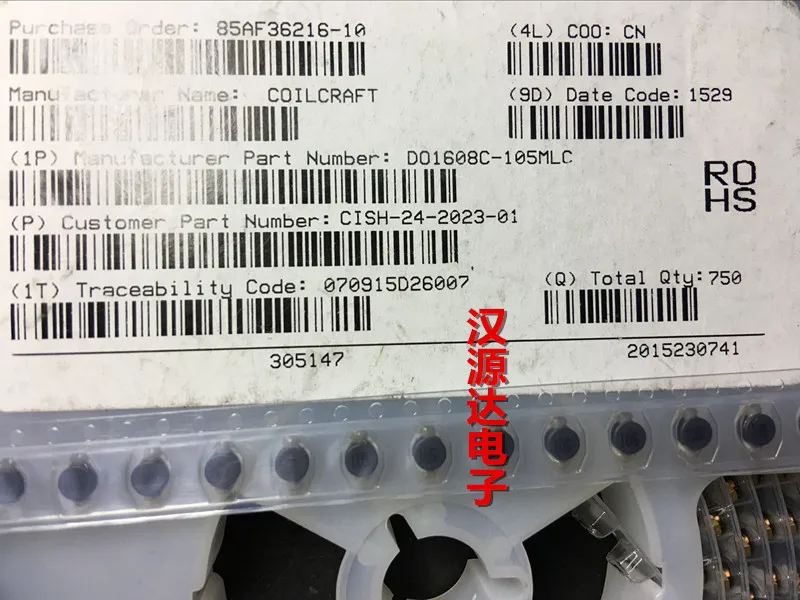 DO1608C-105MLC 1MH 0.1A 6,6X4,45X2,92 мм фиксированные адаптера переменного тока DO1608C РВД индуктор 1000 uH 20% 0,15 A