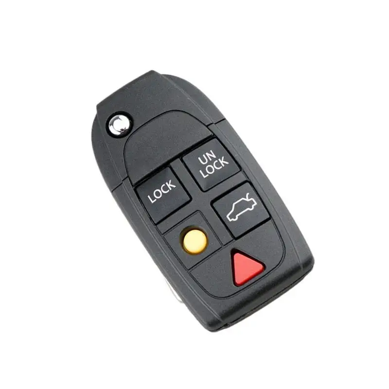 5 Buttons Key Case Shell Car Remote Key Shell Flip Folding Key Fob Case Cover Replacement for Volvo S60 S80 V70 XC70 XC90