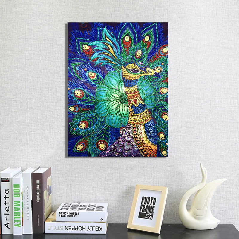 RUBOS DIY 5D Diamond Embroidery Blue Peacock Animal Bead Diamond Painting Rhinestone Picture Big 3D Pearl Mosaic Hobby New Sale (4)