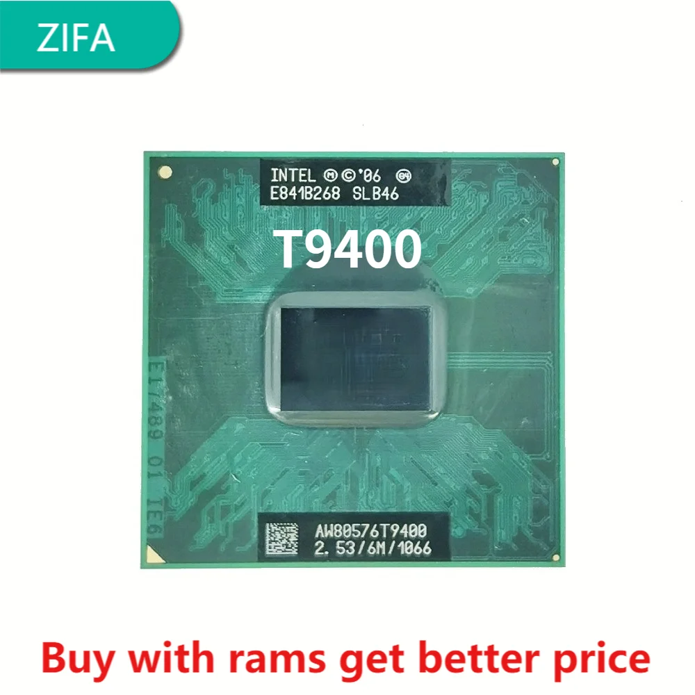 Процессор Intel Core 2 Duo T9400 SLB46 SLAYY 5 ГГц двухъядерный двухпотоковый ЦПУ 6 Мб 35 Вт Разъем