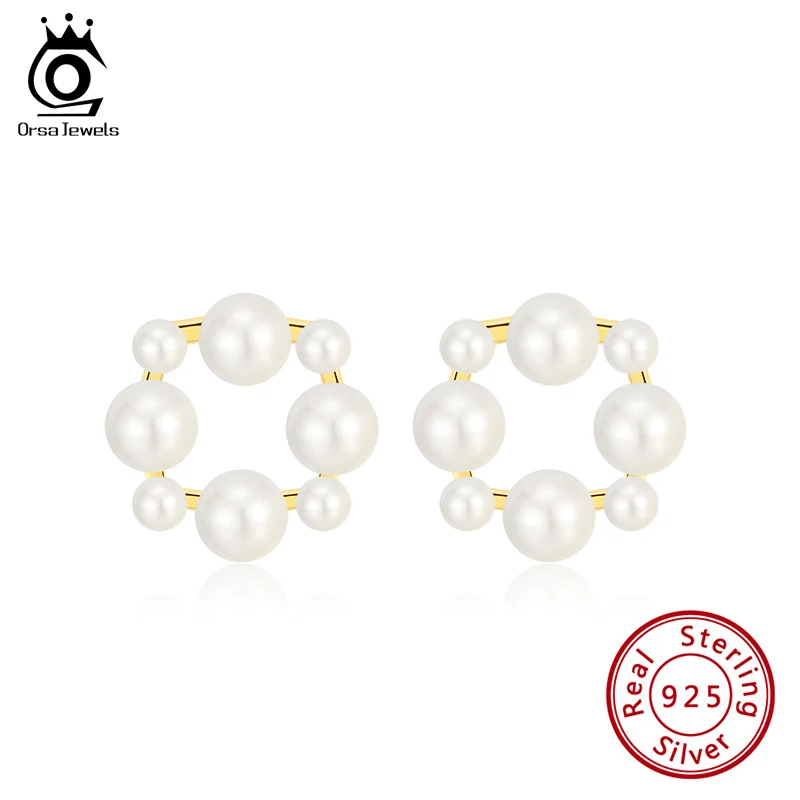 ORSA JEWELS 100% S925 серьги гвоздики с цветком имитация жемчуга новейшие жемчугом из