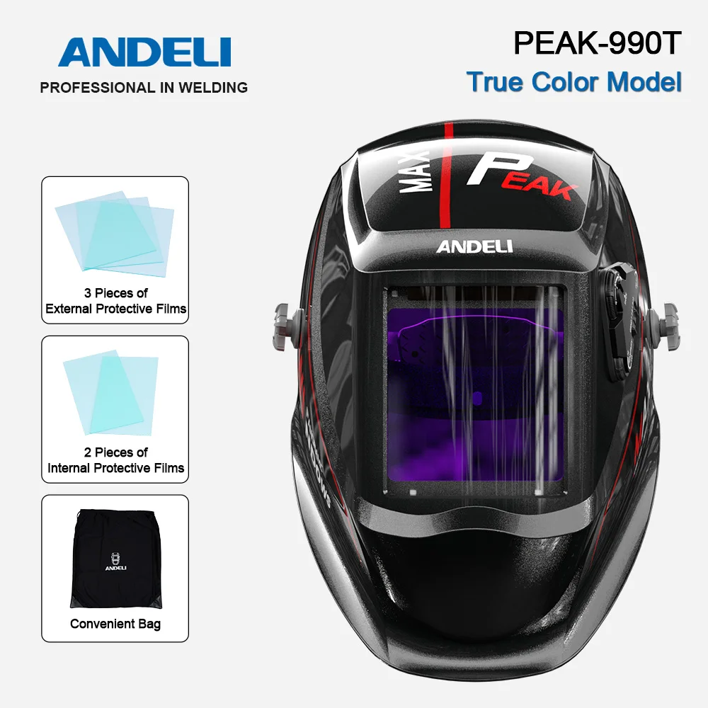 ANDELI Auto Darkening Welding Helmet Adjustable Range True Color Large View Welding Mask with Welding Cutting home depot welding rods Welding & Soldering Supplies