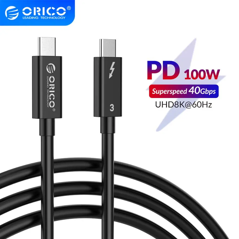 

ORICO USB C Thunderbolt 3 Cable Fast Charging PD 100W Data Transfer 40Gbps HD Video 8K 60HZ Daisy chain unlimited expansion