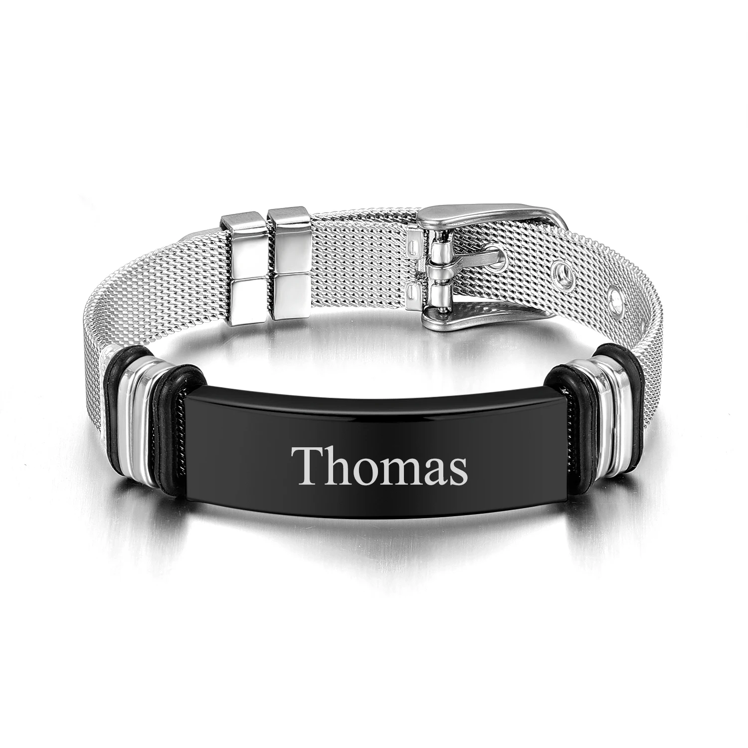 Personalized Engraved Stainless Steel Bracelet for Men,Perfect Gift f –  LinnaLove