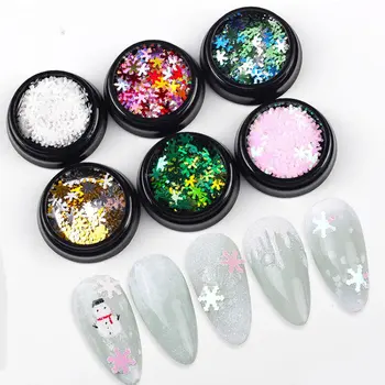 

6 color Christmas Winter Sequins Nail Set Laser Mixed Snowflakes Dust DIY Nail Art Glitter Stickers Decoration
