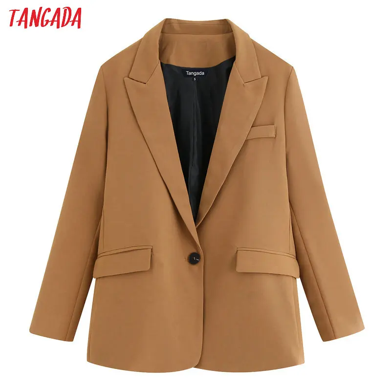 Tangada корейский стиль женский модный однотонный блейзер с карманами на пуговицах осень зима офисный женский деловой Блейзер костюм верхняя одежда BE677