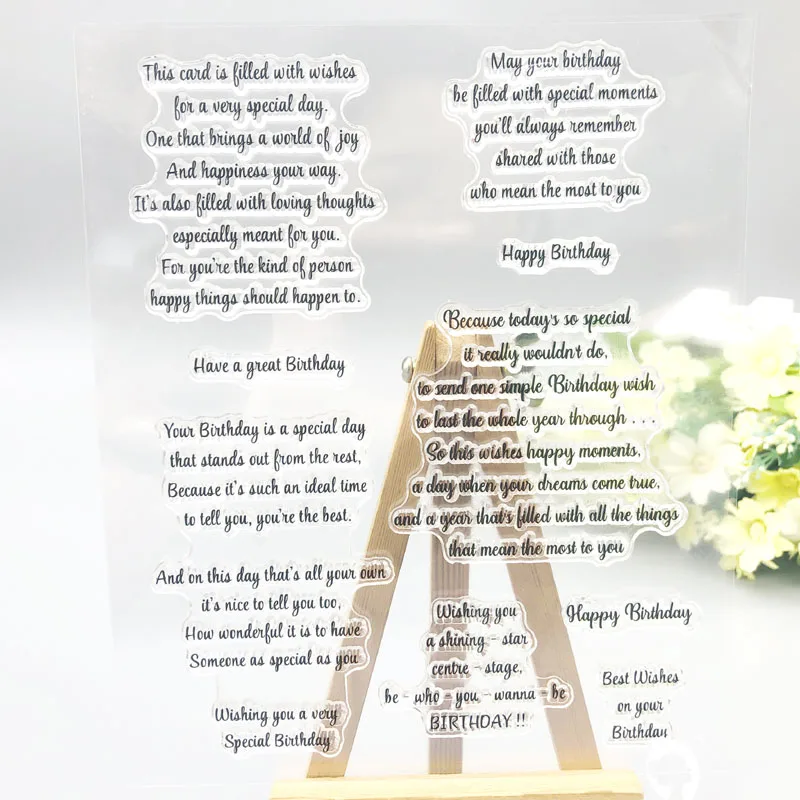 Alinacutle CLEAR STAMPS Birthday Sentiment Scrapbooking Card Album Paper Craft Rubber Roller Transparent Silicon Clear Stamp Clear Stamps Clear Rubber Stamps