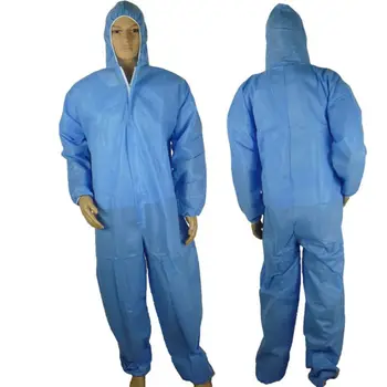 

Economy SMS Hooded Coverall Disposable, Elastic Cuff Chemical Protective Work Front Zipper Closure Serged Seams for Spray Painti