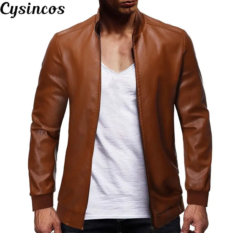 CYSINCOS новинка 2019 Осень зима Мужская модная классическая кожаная мотоциклетная