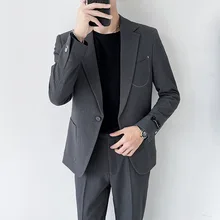 OIMG traje informal para hombre, chaqueta ajustada, dos piezas, Otoño, nuevo